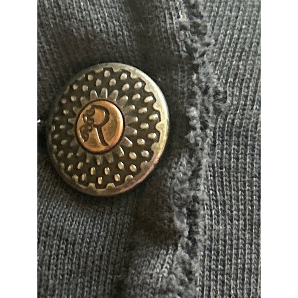 R Jeans Black Grunge Jacket L Tailored Fit Button Front Distressed Edge READ - Picture 14 of 14